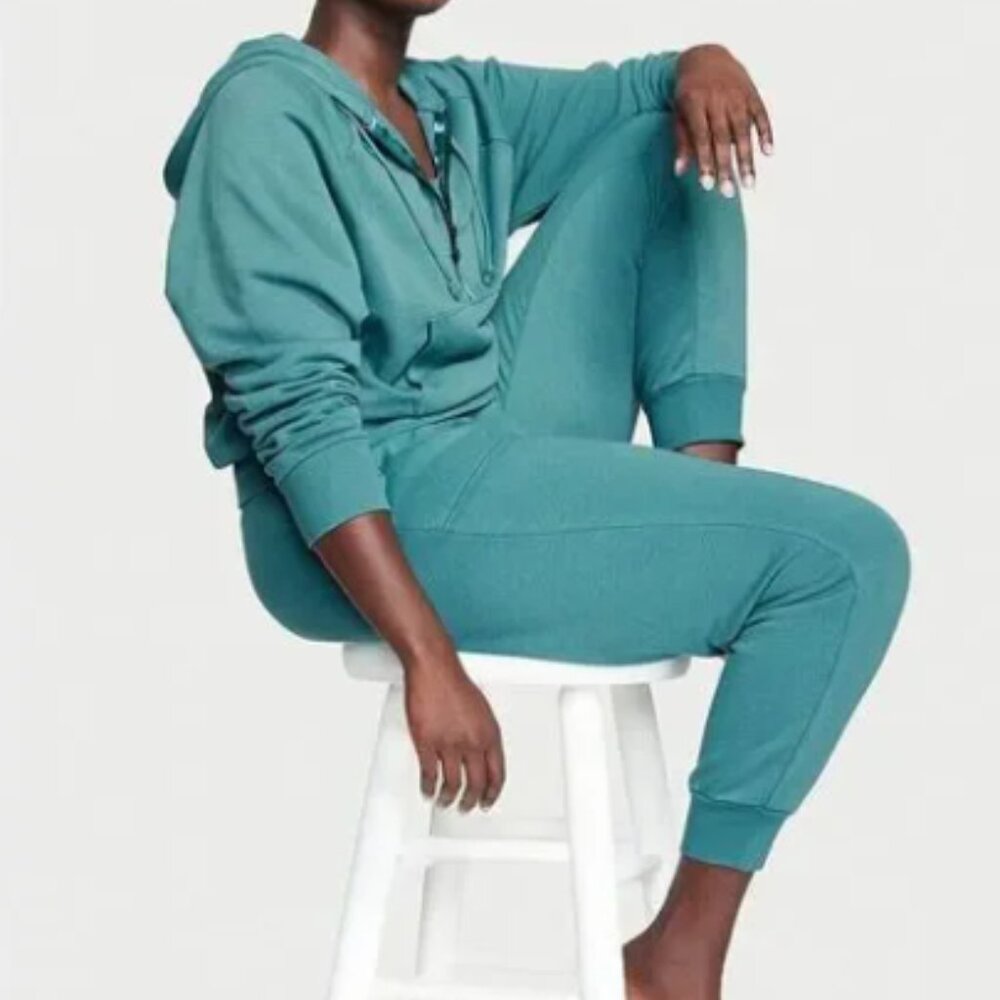 Victoria's Secret TRACKSUIT SET Hoodie & joggers SAGE GREEN teal COTTON FLEECE